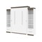 Bestar Orion 104W Queen Murphy Bed and 2 Narrow Shelving Units with Drawers (105W), White & Walnut Grey 116885-000017 - alternate 1